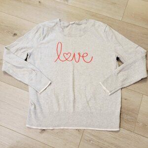 Womens Gray Pink Love Logo Gap for Good Long Sleeve Sweater Sz Small